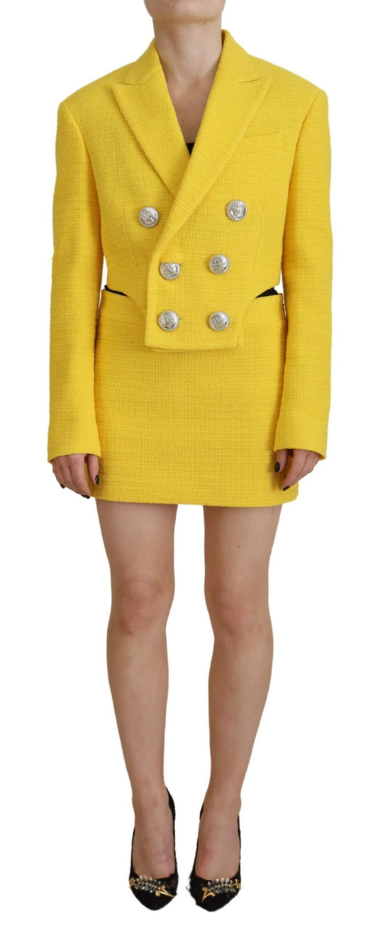 Ensemble mini-costume blazer et jupe croisés jaunes Dsquared²
