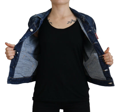 Veste en jean bleu effet usé à imprimé Dsquared²