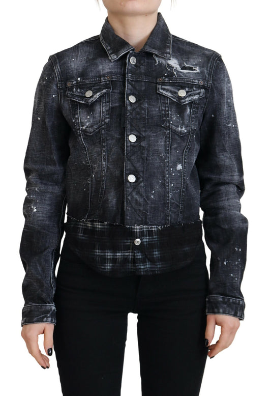 Veste en jean gris délavé Dsquared² effet vieilli