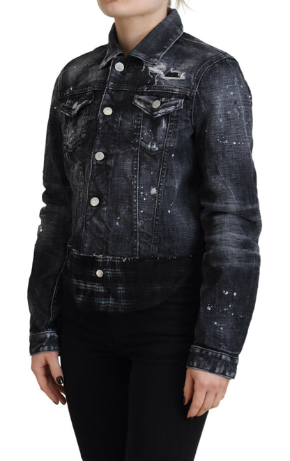 Veste en jean gris délavé Dsquared² effet vieilli