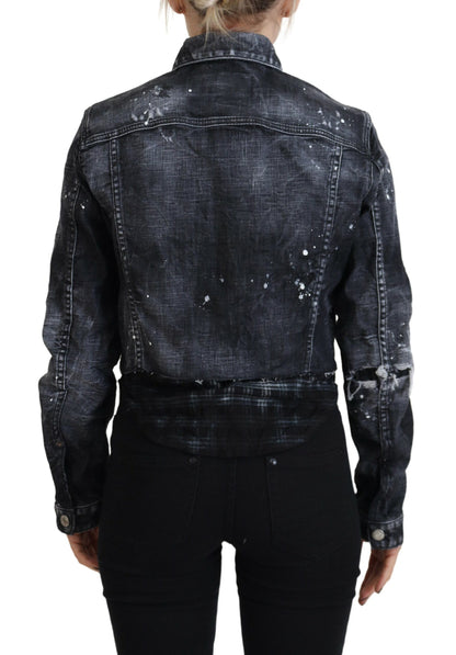 Veste en jean gris délavé Dsquared² effet vieilli
