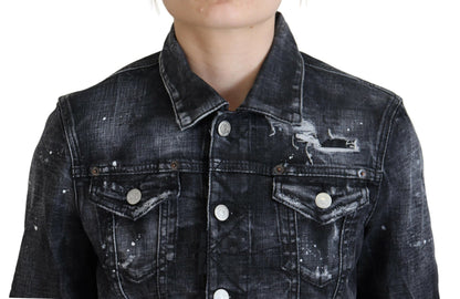 Veste en jean gris délavé Dsquared² effet vieilli
