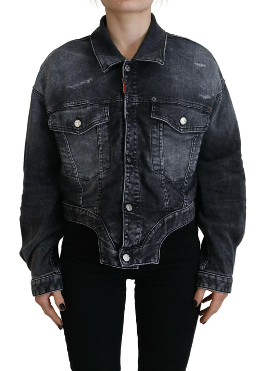 Veste courte en jean gris délavé Dsquared²