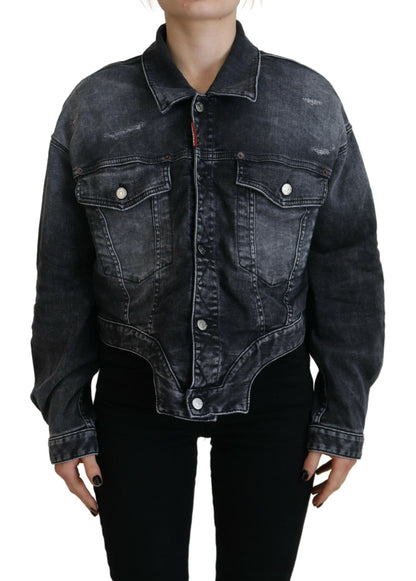 Veste courte en jean gris délavé Dsquared²