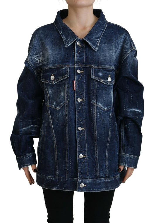 Veste en jean bleu vieilli à col Dsquared²