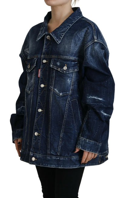 Veste en jean bleu vieilli à col Dsquared²