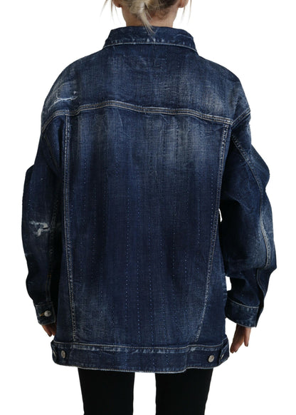 Veste en jean bleu vieilli à col Dsquared²