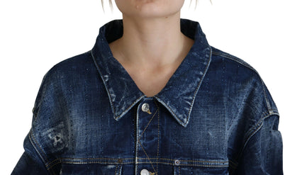 Veste en jean bleu vieilli à col Dsquared²