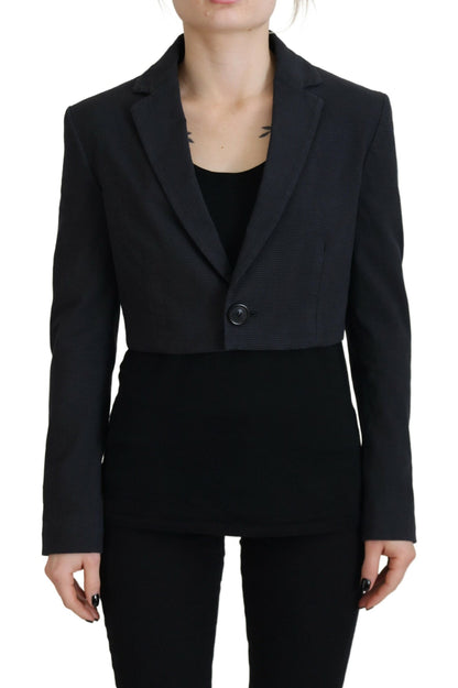 Veste blazer courte boutonnée en coton noir Dsquared²