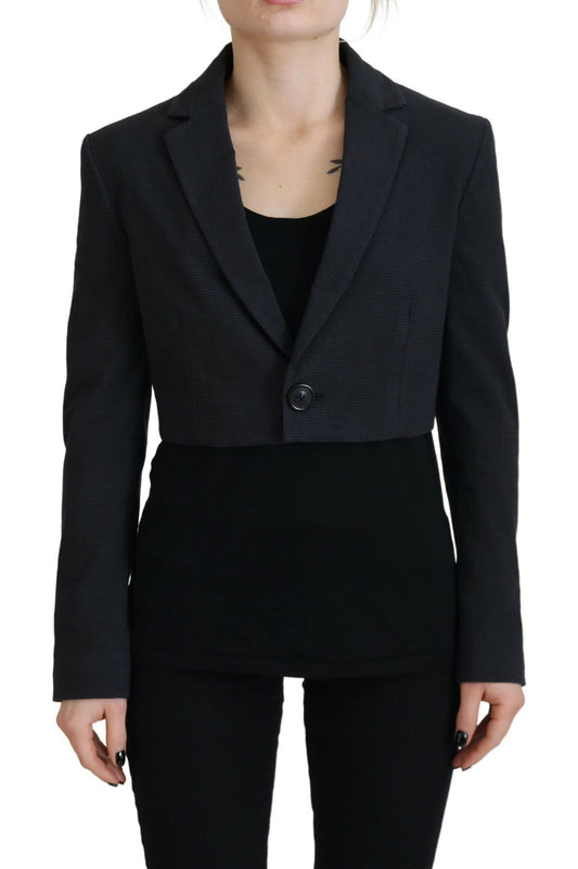 Veste blazer courte boutonnée en coton noir Dsquared²