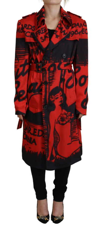 Manteau Desigual rouge à col boutonné imprimé Dsquared²