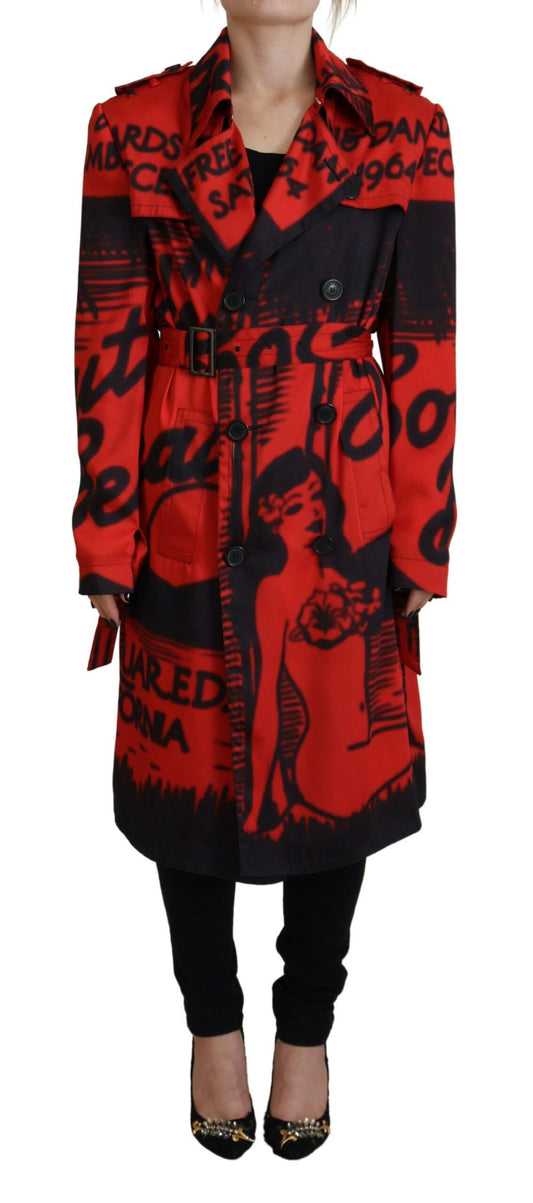 Manteau Desigual rouge à col boutonné imprimé Dsquared²