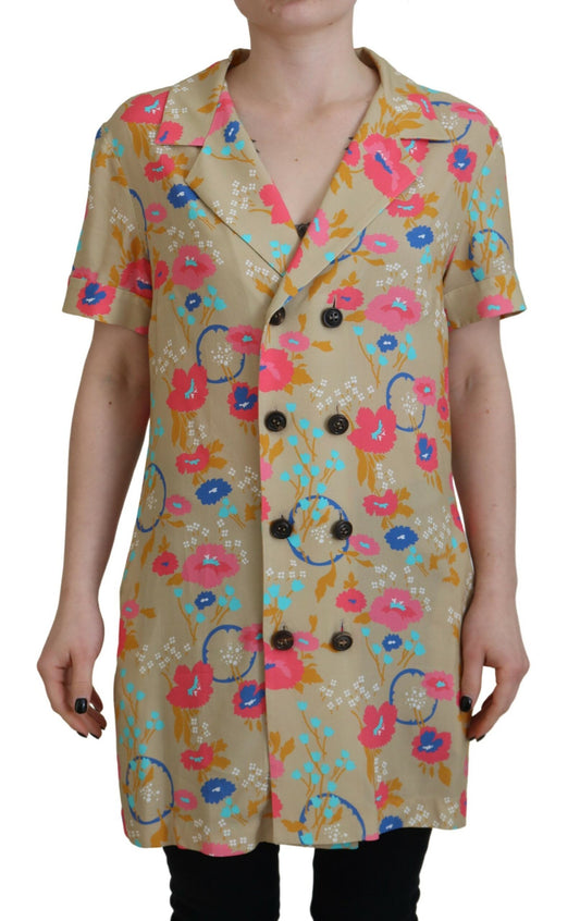 Dsquared² Multicolor Printed Collared Button Front Long Blouse Top by Dsquared²