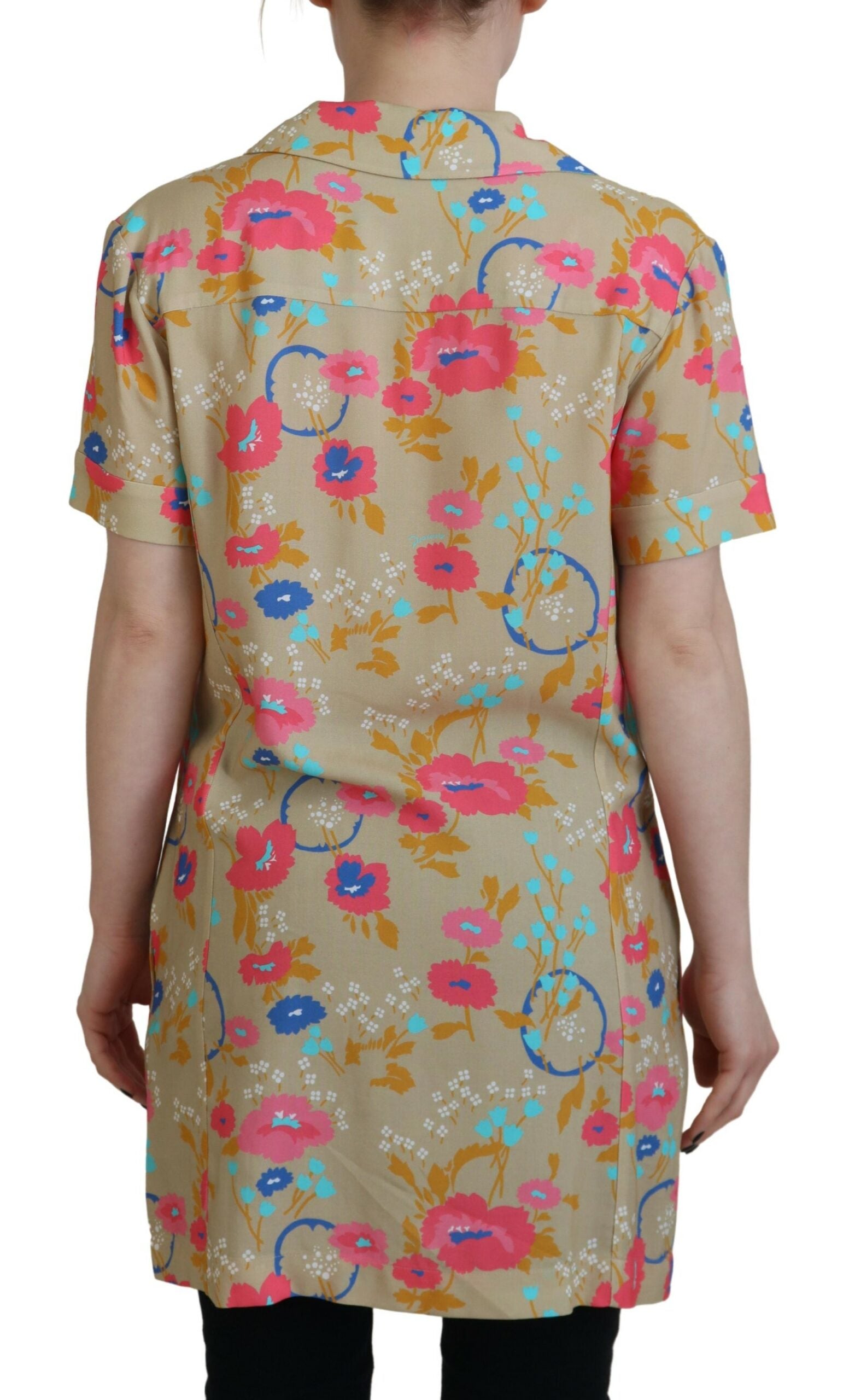 Dsquared² Multicolor Printed Collared Button Front Long Blouse Top by Dsquared²