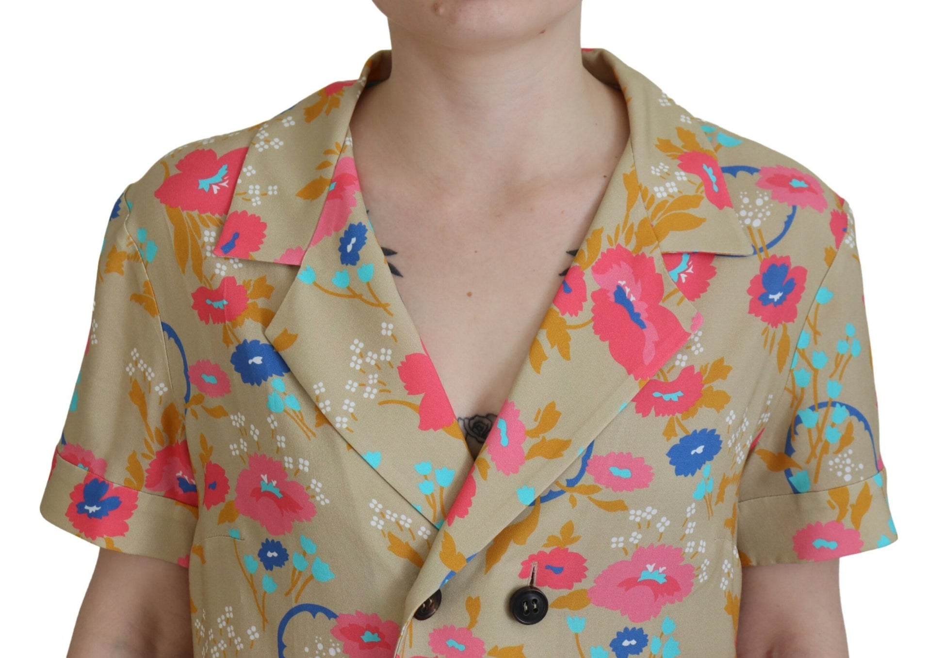 Dsquared² Multicolor Printed Collared Button Front Long Blouse Top by Dsquared²