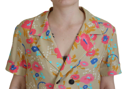 Dsquared² Multicolor Printed Collared Button Front Long Blouse Top by Dsquared²