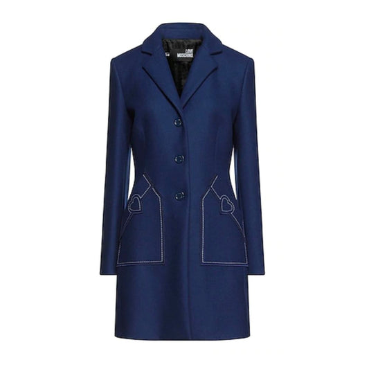 Manteau en laine bleu Love Moschino pour femme