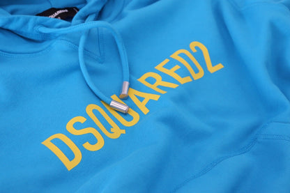 Dsquared² Blue Logo Print Cotton Hoodie Sweatshirt Sweater by Dsquared²