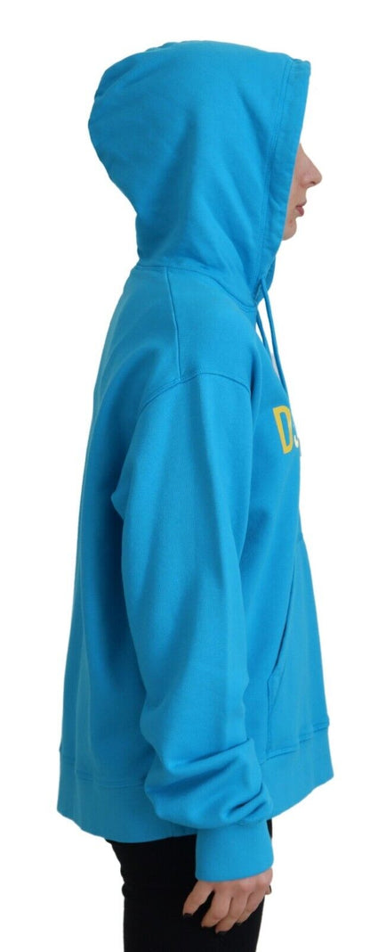 Dsquared² Blue Logo Print Cotton Hoodie Sweatshirt Sweater by Dsquared²