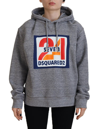 Dsquared² Gray Logo Print Cotton Hoodie Sweatshirt Sweater by Dsquared²