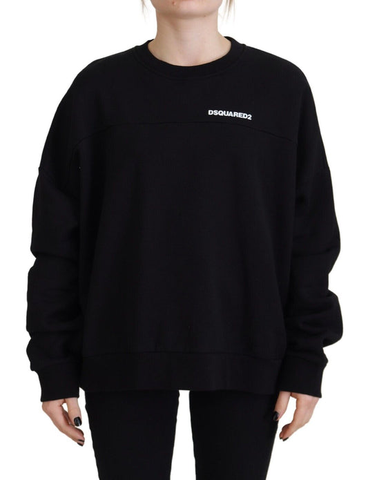 Dsquared² Black Cotton Printed Women Long Sleeve Sweater by Dsquared²