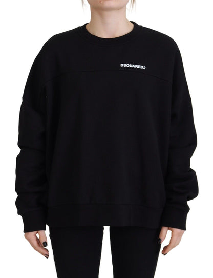 Dsquared² Black Cotton Printed Women Long Sleeve Sweater by Dsquared²