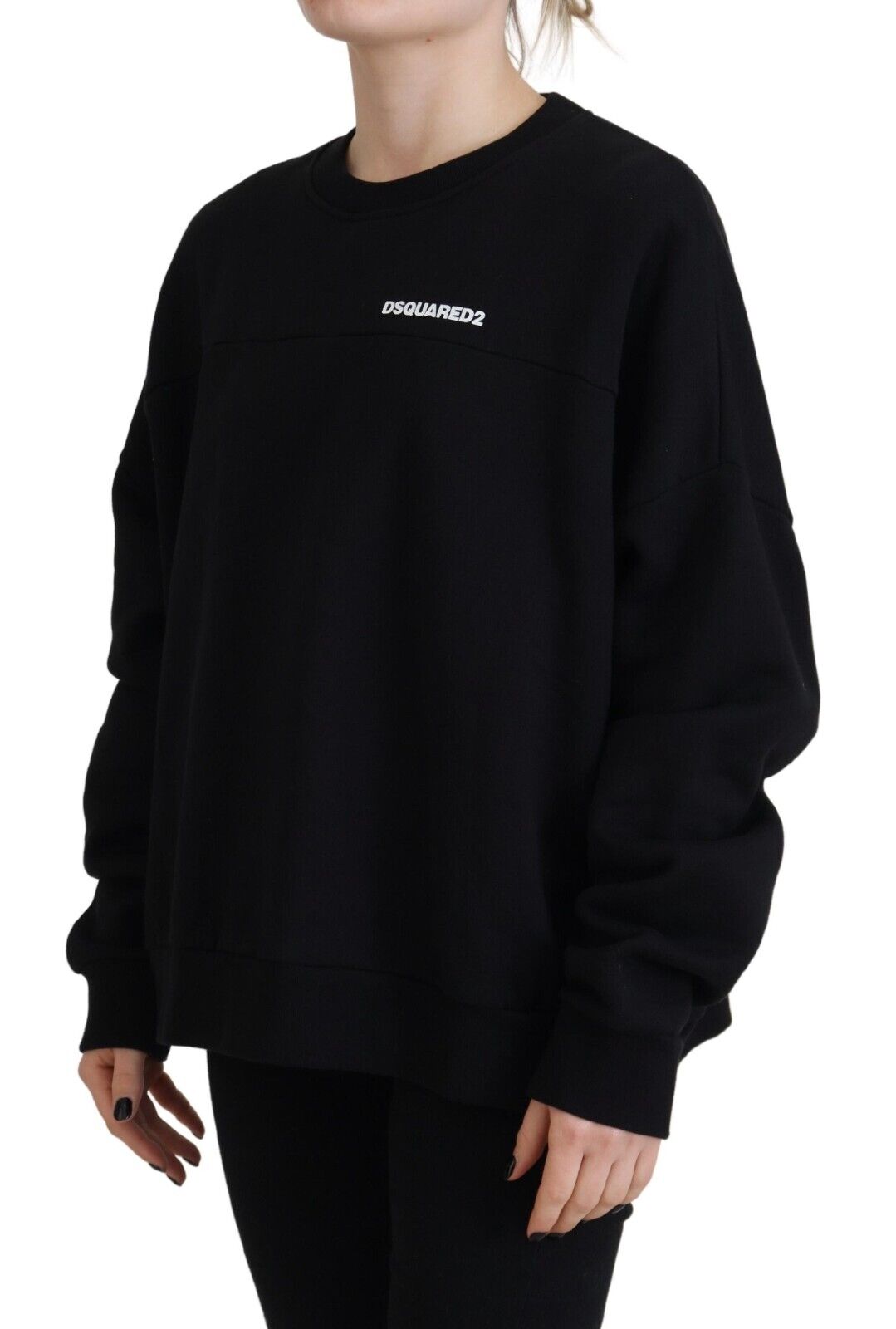 Dsquared² Black Cotton Printed Women Long Sleeve Sweater by Dsquared²