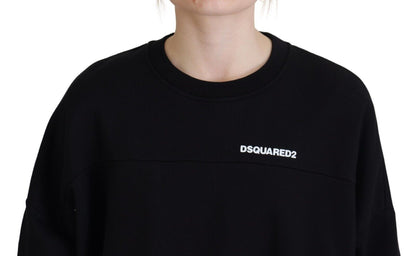 Dsquared² Black Cotton Printed Women Long Sleeve Sweater by Dsquared²