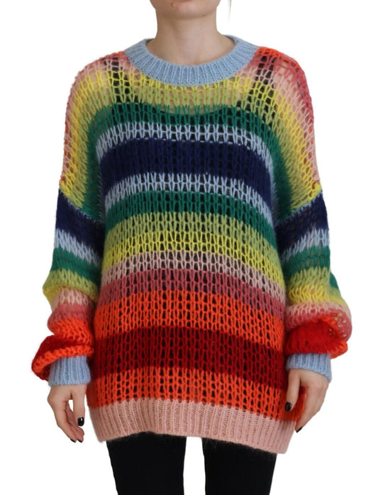 Dsquared² Multicolor Knitted Mohair Crewneck Pullover Sweater by Dsquared²