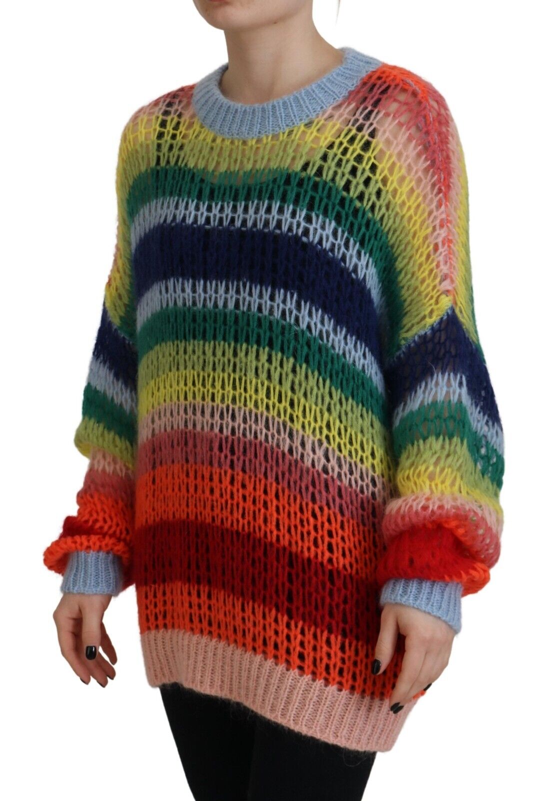 Dsquared² Multicolor Knitted Mohair Crewneck Pullover Sweater by Dsquared²