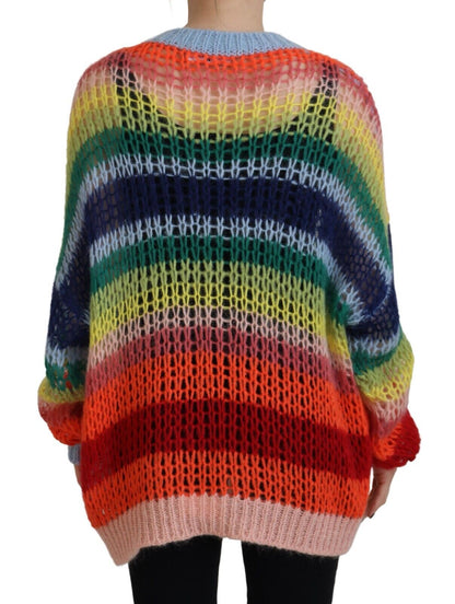 Dsquared² Multicolor Knitted Mohair Crewneck Pullover Sweater by Dsquared²