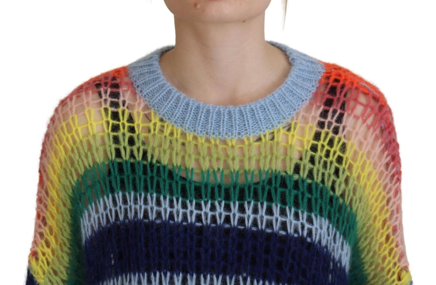 Dsquared² Multicolor Knitted Mohair Crewneck Pullover Sweater by Dsquared²