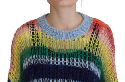 Dsquared² Multicolor Knitted Mohair Crewneck Pullover Sweater by Dsquared²