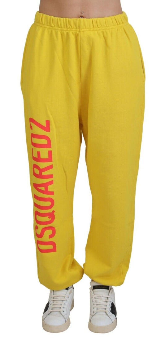Dsquared² Yellow Mid Waist Logo Print Jogger Trouser Pants by Dsquared²