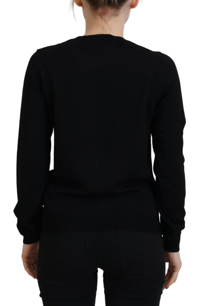 Dsquared² Black Virgin Wool Logo Print Long Sleeves Sweater by Dsquared²