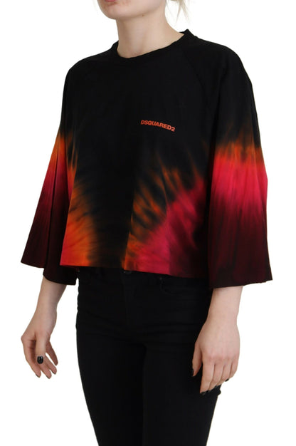 Dsquared² Black Cotton Tie Dye Crew Neck Casual Top by Dsquared²