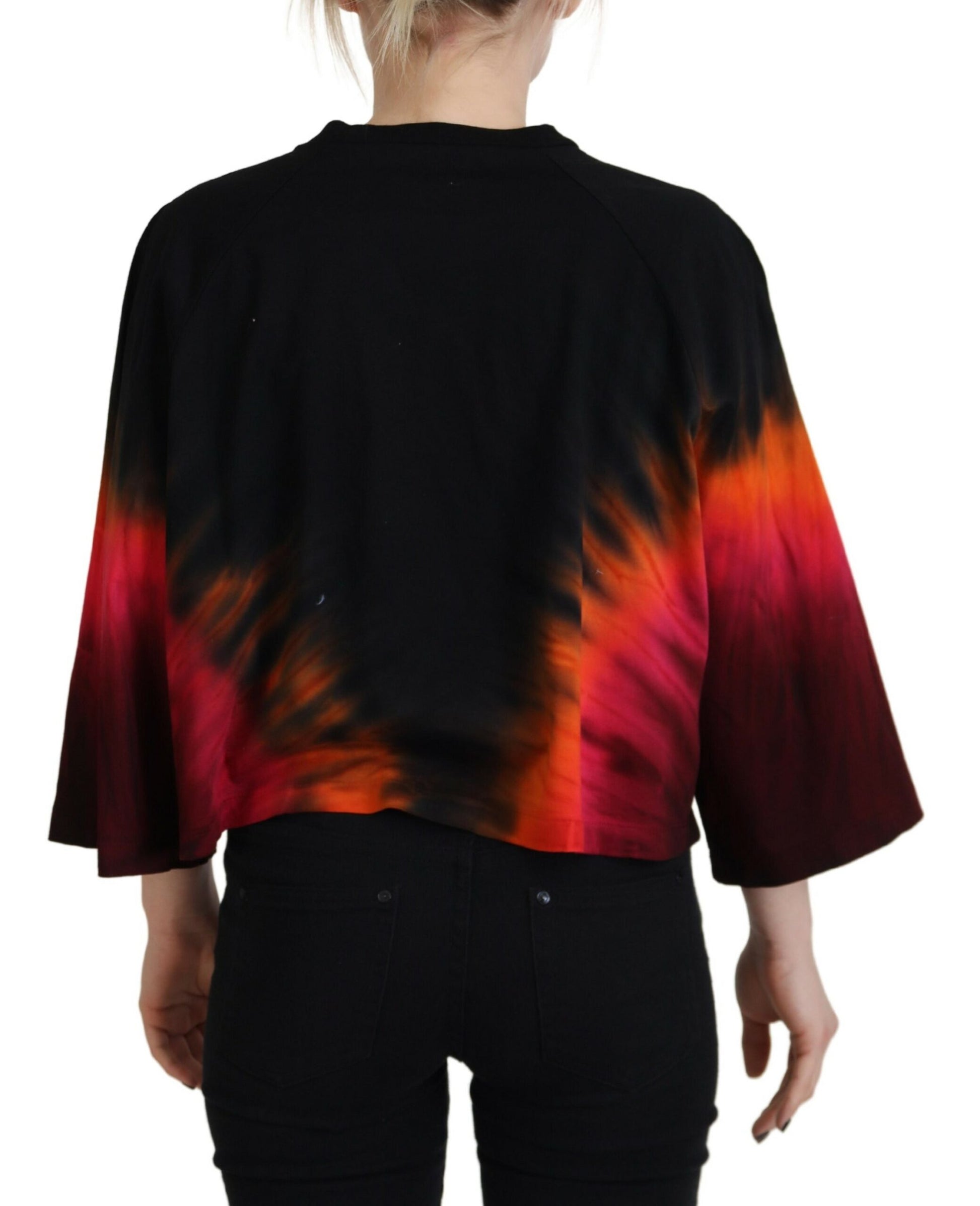 Dsquared² Black Cotton Tie Dye Crew Neck Casual Top by Dsquared²