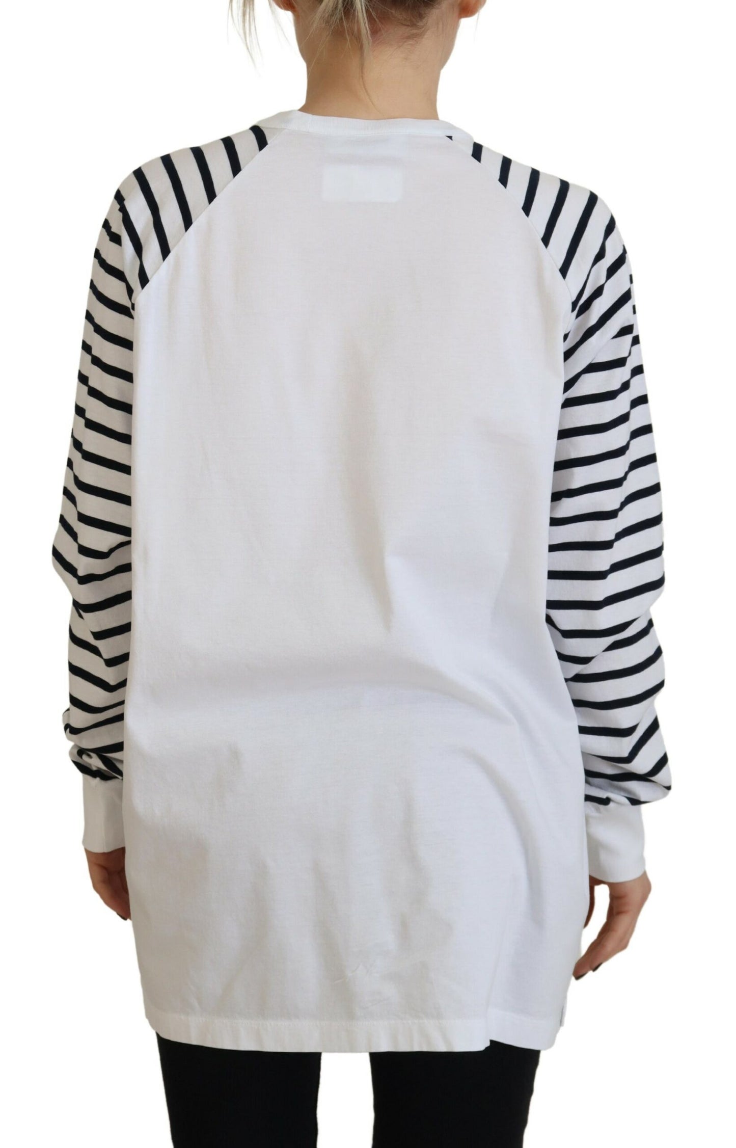 Dsquared² White Cotton Striped Crew Neck Short Sleeve Sweater by Dsquared²