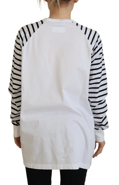 Dsquared² White Cotton Striped Crew Neck Short Sleeve Sweater by Dsquared²