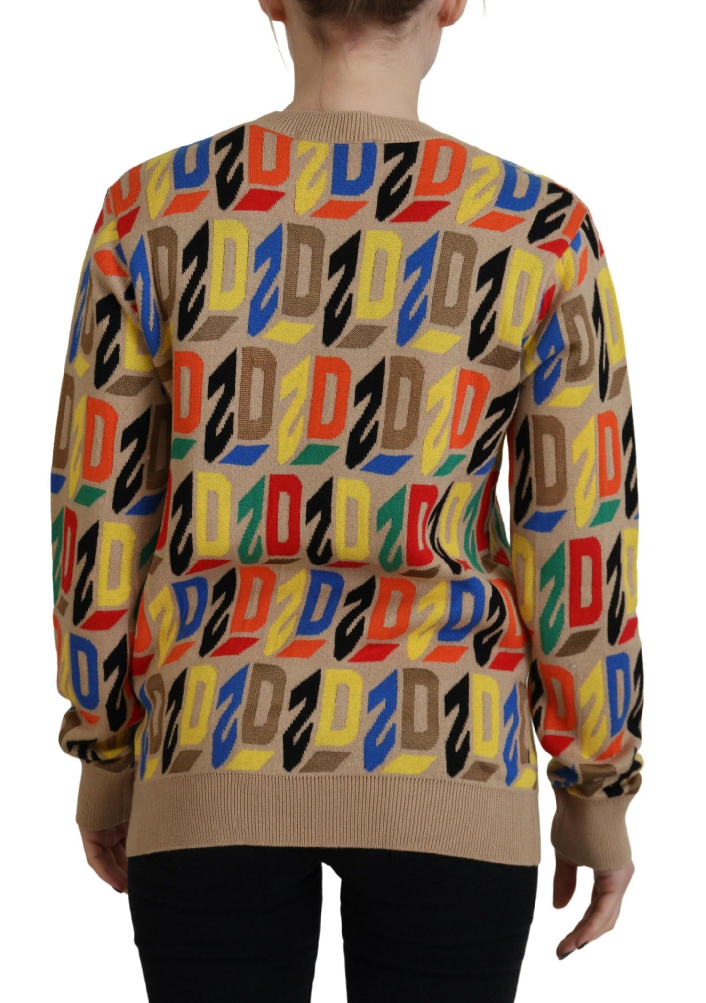 Dsquared² Brown Cotton Long Sleeve Crew Neck Printed Sweater by Dsquared²