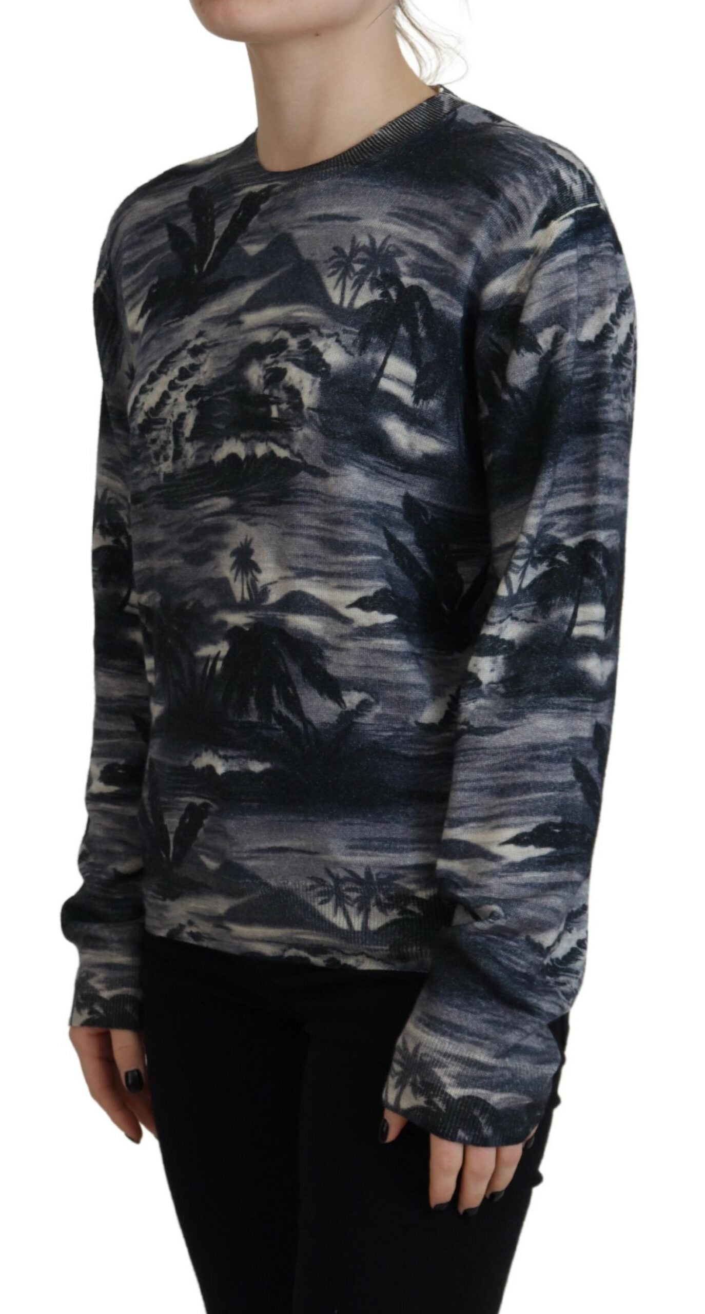 Dsquared² Black Long Sleeve Thunder Sky Print Casual Sweater by Dsquared²