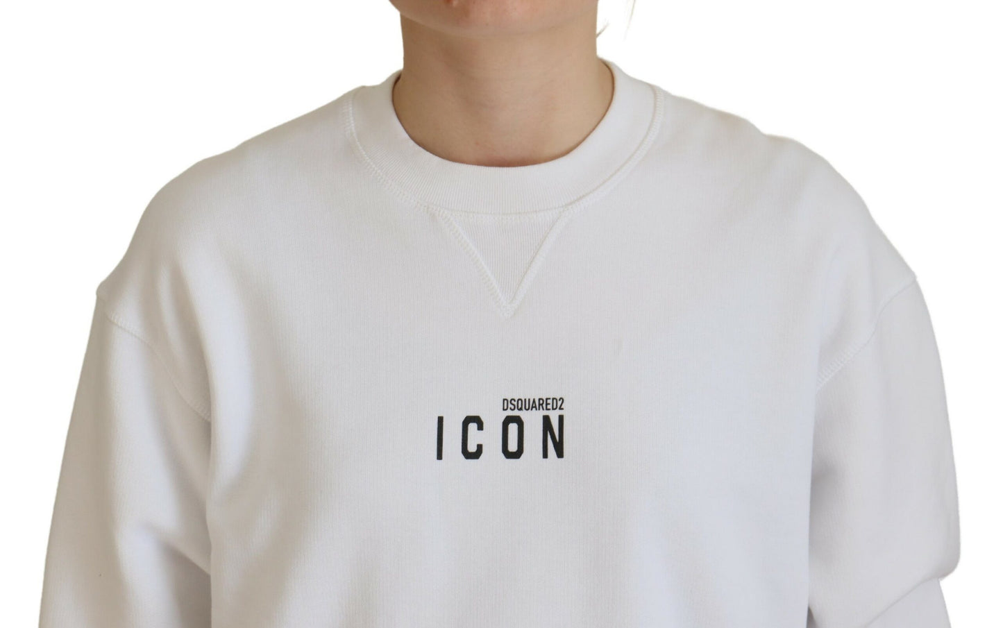 Dsquared² White Cotton Printed Long Sleeve Crew Neck Sweater by Dsquared²