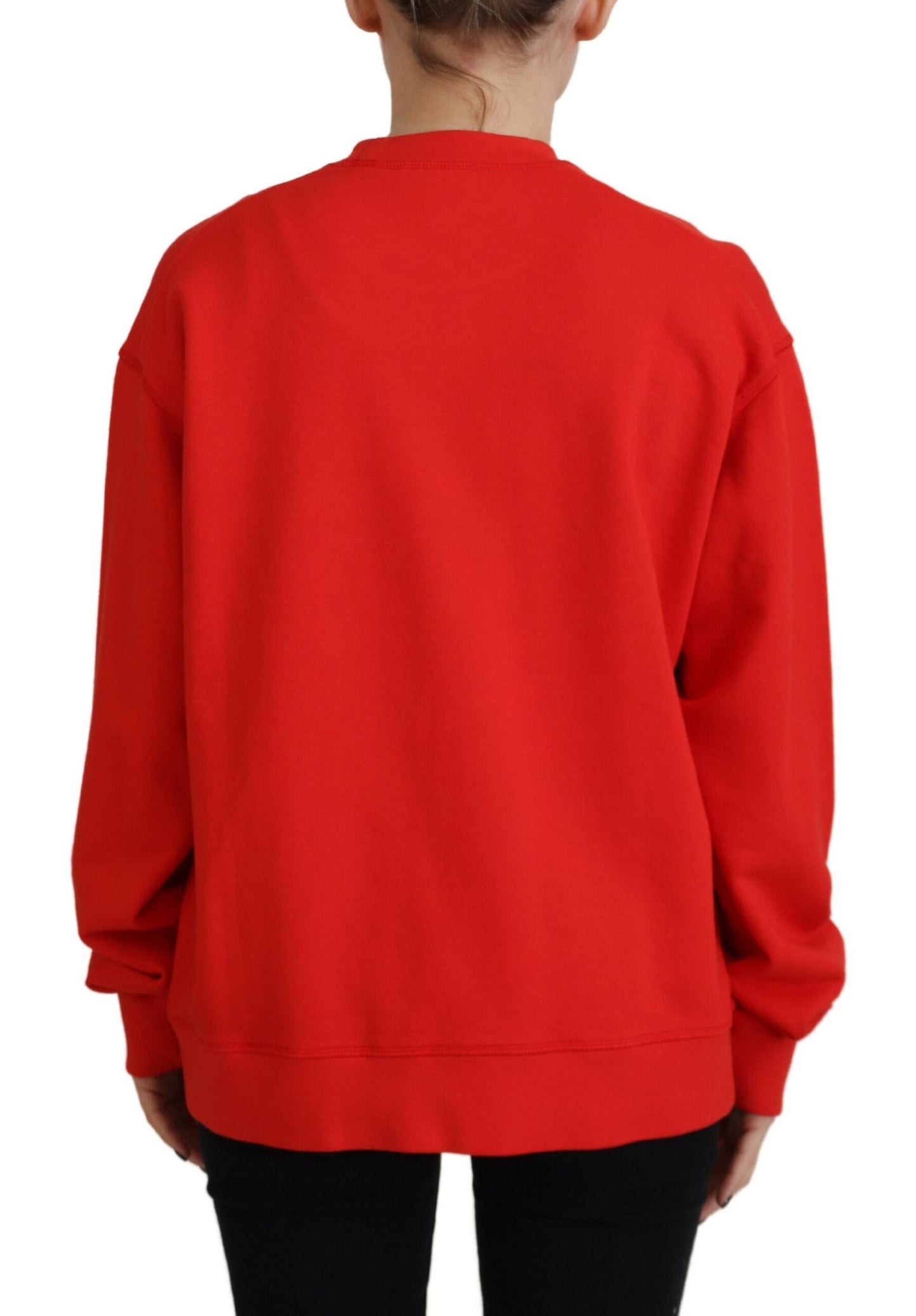 Dsquared² Red Cotton Printed Crew Neck Long Sleeve Sweater by Dsquared²