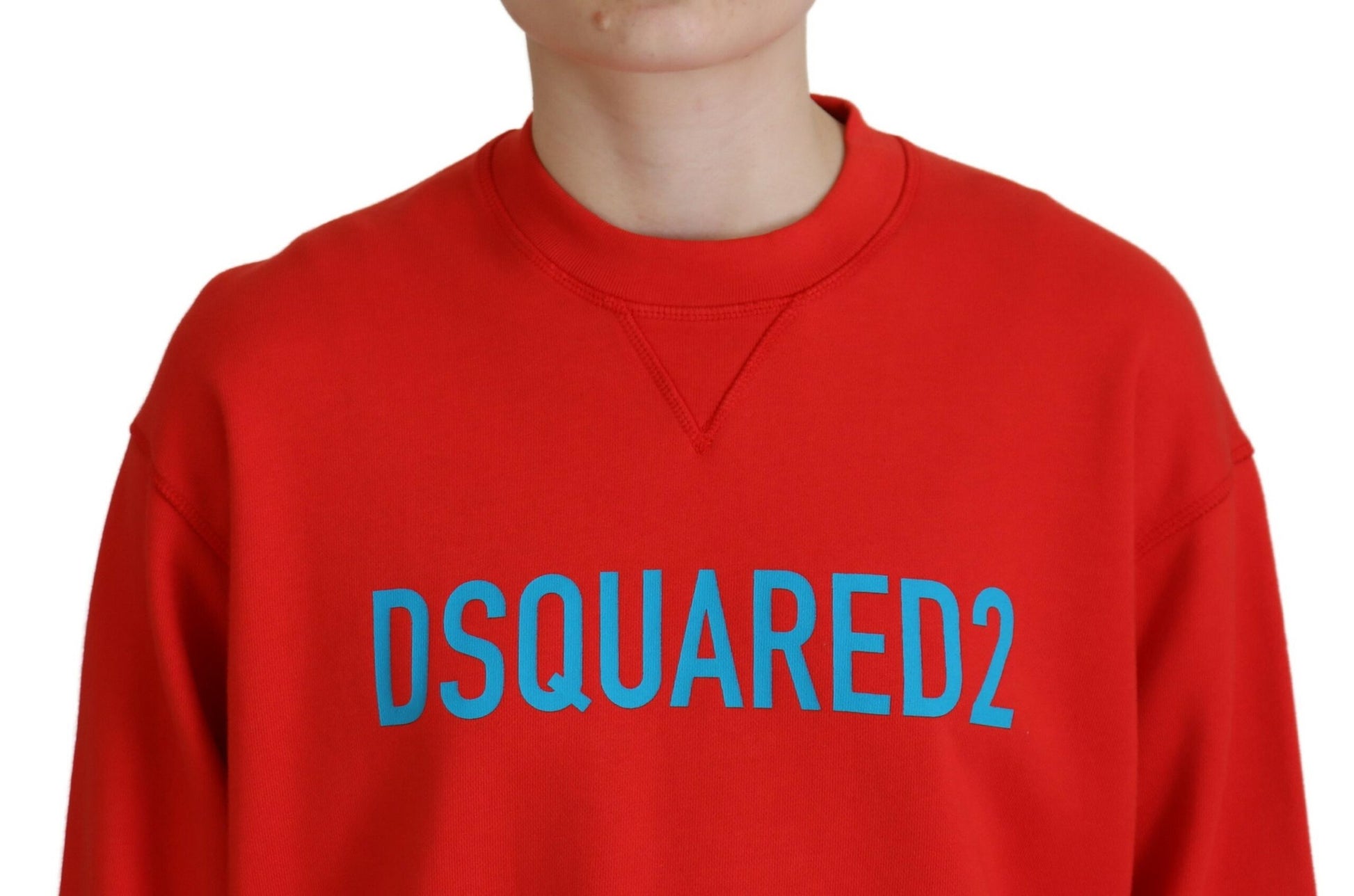 Dsquared² Red Cotton Printed Crew Neck Long Sleeve Sweater by Dsquared²