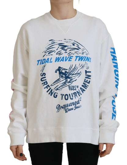 Dsquared² White Cotton Printed Women Long Sleeve Sweater by Dsquared²