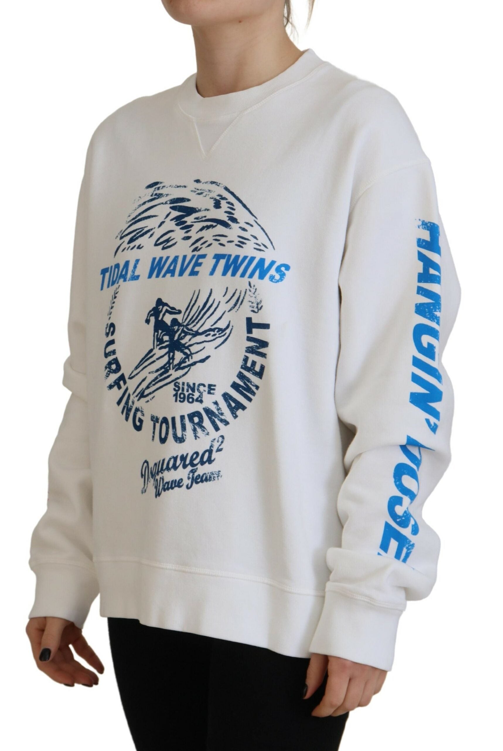 Dsquared² White Cotton Printed Women Long Sleeve Sweater by Dsquared²