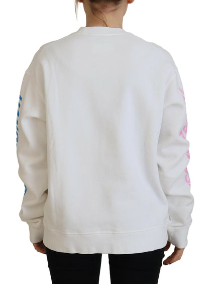 Dsquared² White Cotton Printed Women Long Sleeve Sweater by Dsquared²