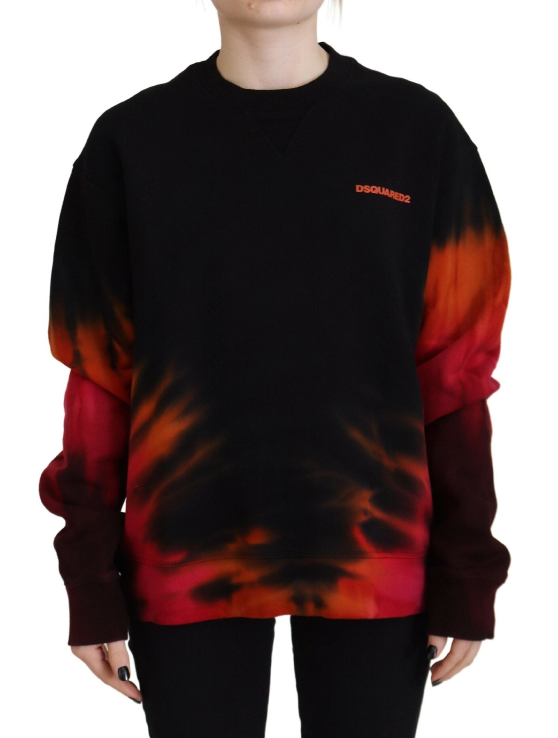 Dsquared² Black Tie Dye Logo Print Women Long Sleeve Sweater by Dsquared²