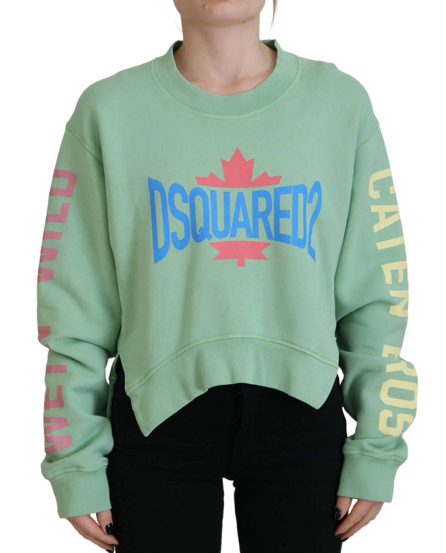 Dsquared² Green Logo Printed Crew Neck Long Sleeve Sweater by Dsquared²