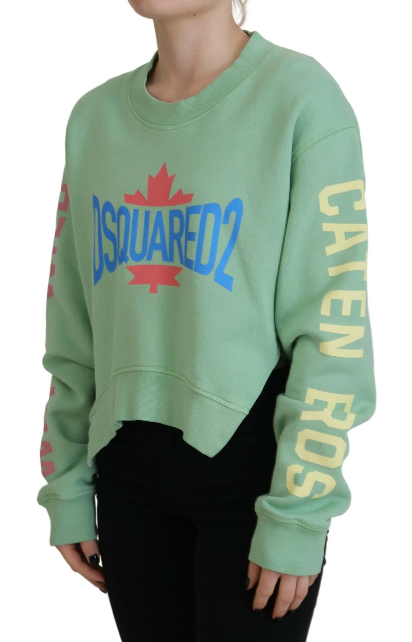 Dsquared² Green Logo Printed Crew Neck Long Sleeve Sweater by Dsquared²